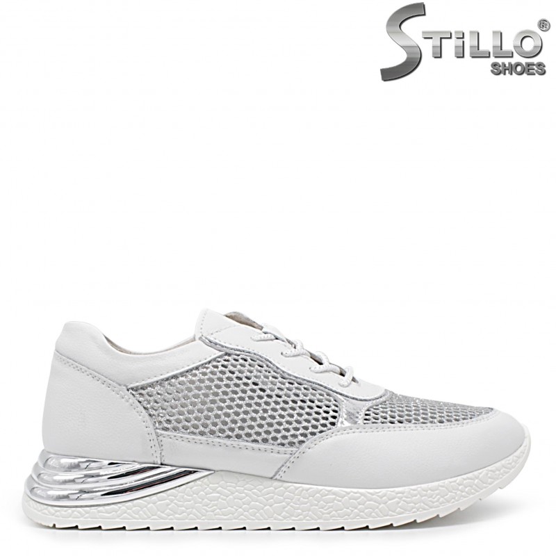 Pantofi dama sport de culoare alb si cu plasa - 35997
