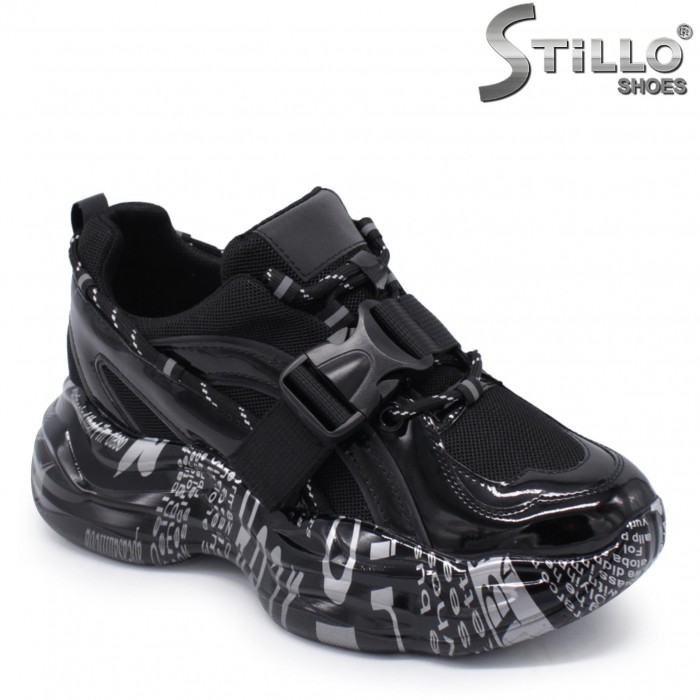 Sneakers dama moderni din lac natural si textil pe platforma – 38270 Sneakers dama moderni din lac natural si textil pe platforma – 38270
