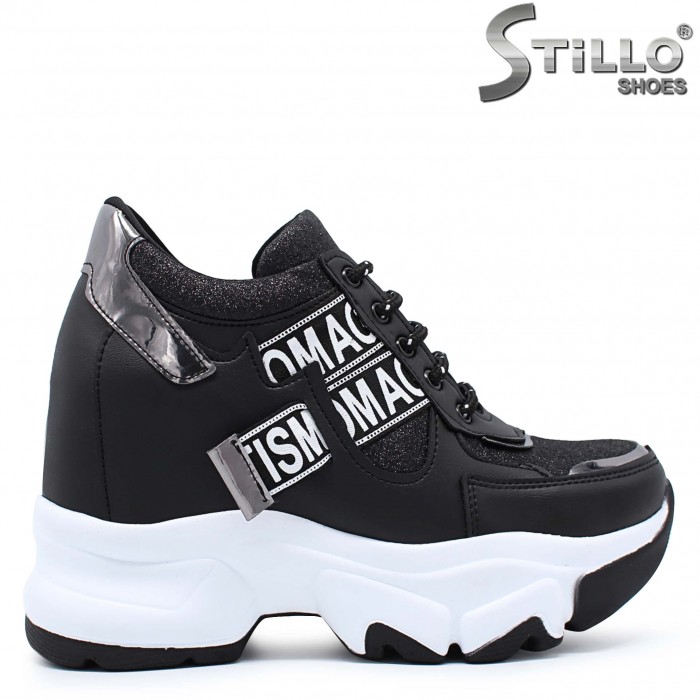 Sneakers dama inscripţii şi brocart pe platforma – 38660