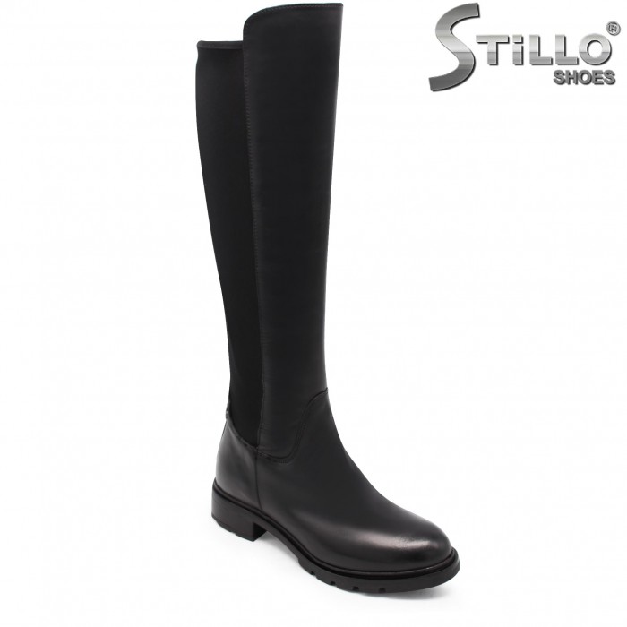 Cizme din piele naturală stretch cu toc jos – 40475