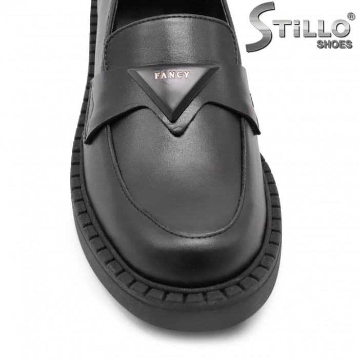 Mocasini de dama din piele naturala cu logo– 42877