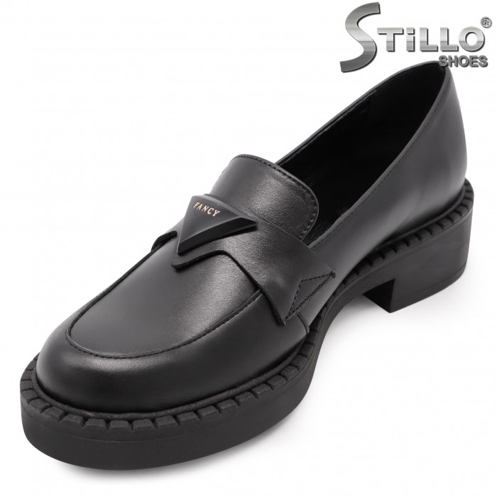 Mocasini de dama din piele naturala cu logo– 42877