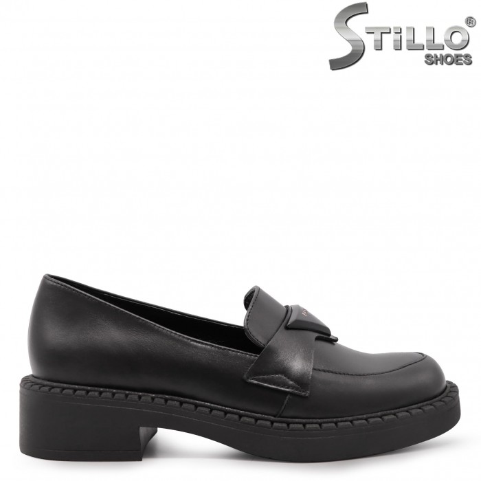 Mocasini de dama din piele naturala cu logo– 42877