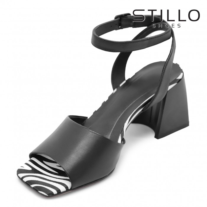 Sandale de dama din piele naturala cu imprimeu zebra pe toc – 44754