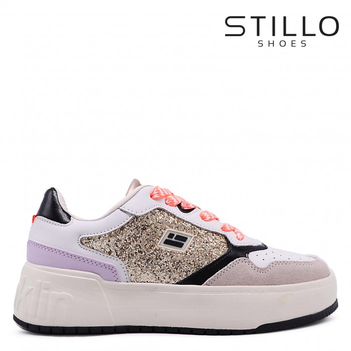 D.Franlkin sneakerși moderni de culoare bej, argintiu și lila  – 45559