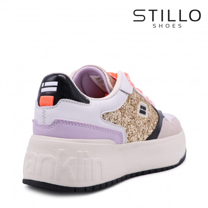 D.Franlkin sneakerși moderni de culoare bej, argintiu și lila  – 45559