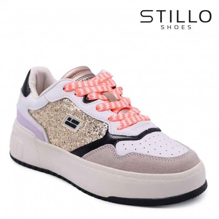 D.Franlkin sneakerși moderni de culoare bej, argintiu și lila  – 45559