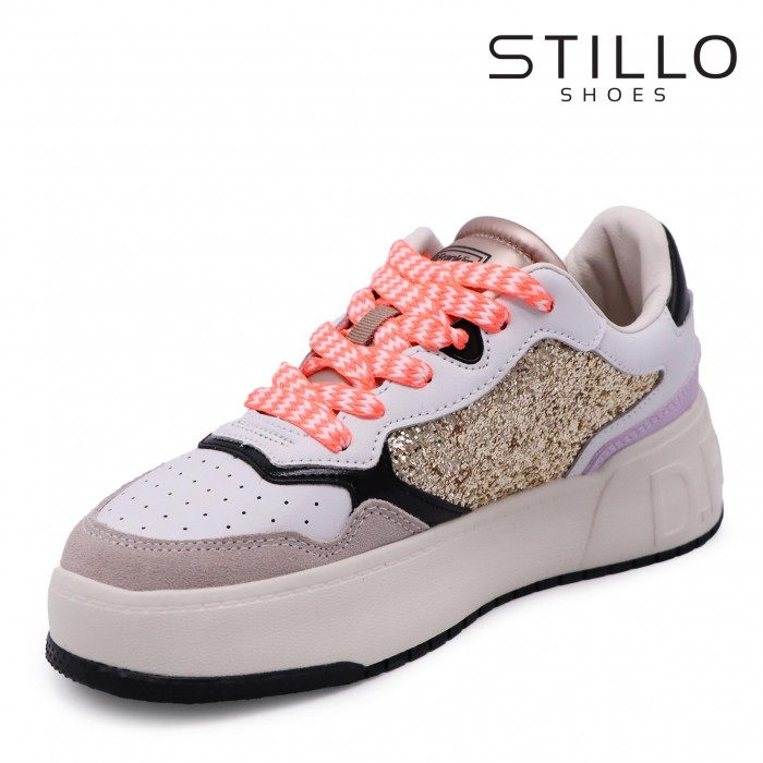 D.Franlkin sneakerși moderni de culoare bej, argintiu și lila  – 45559