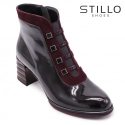 Ghete bordo din piele întoarsă naturală pe toc – 45786