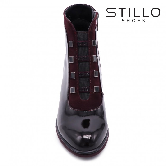 Ghete bordo din piele întoarsă naturală pe toc – 45786 Ghete bordo din piele întoarsă naturală pe toc – 45786