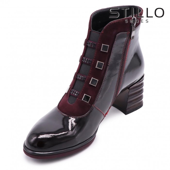 Ghete bordo din piele întoarsă naturală pe toc – 45786 Ghete bordo din piele întoarsă naturală pe toc – 45786