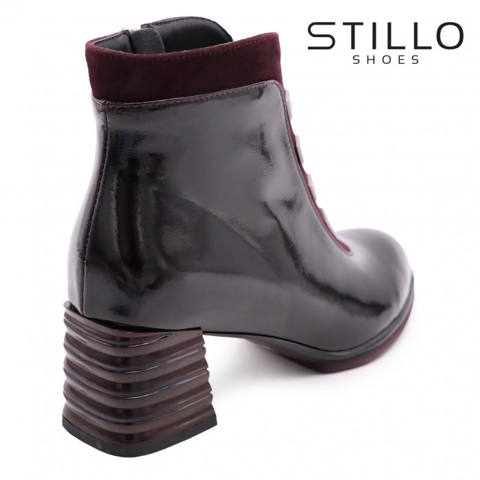 Ghete bordo din piele întoarsă naturală pe toc – 45786 Ghete bordo din piele întoarsă naturală pe toc – 45786