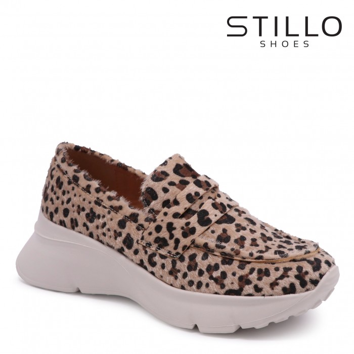 Pantofi casual pentru femei cu blană de leopard - 46688 Pantofi casual pentru femei cu blană de leopard - 46688