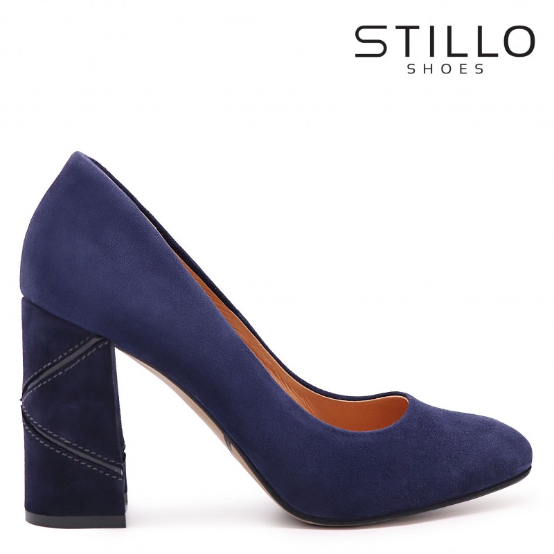 Pantofi de dama albastru inchis cu toc inalt- 47014