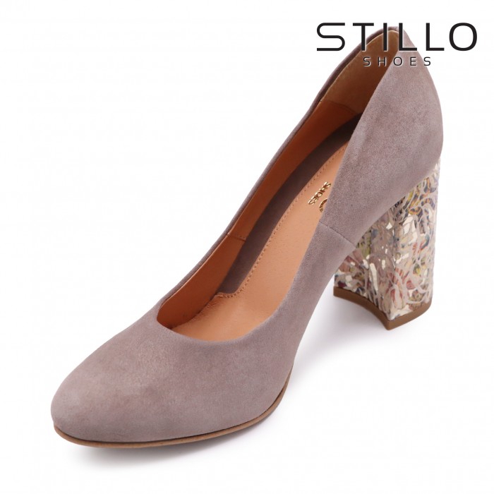 Pantofi de damă cu toc înalt colorat - 47012