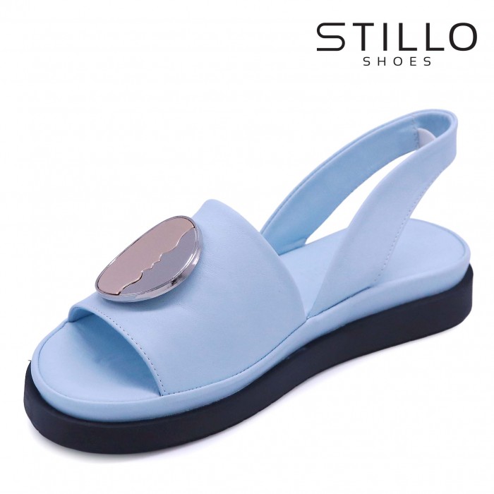 Sandale din piele întoarsă albastru deschis - 47599 Sandale din piele întoarsă albastru deschis - 47599