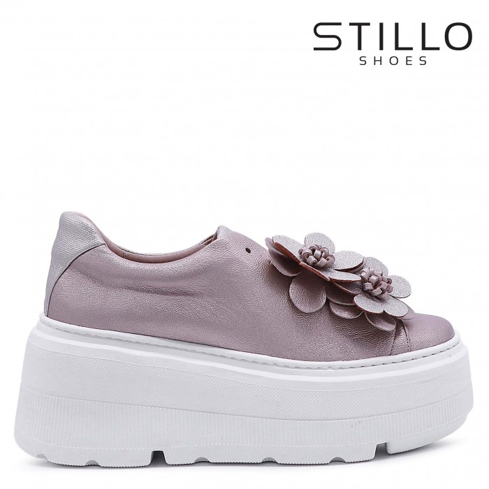 Sneakers aurii cu flori pe platformă – 47994 Sneakers aurii cu flori pe platformă – 47994