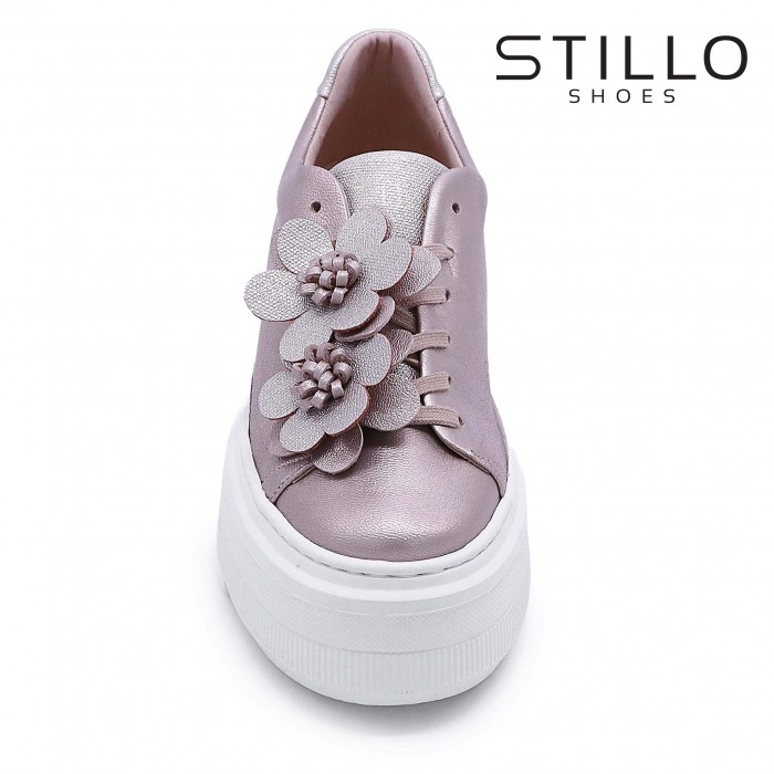 Sneakers aurii cu flori pe platformă – 47994 Sneakers aurii cu flori pe platformă – 47994