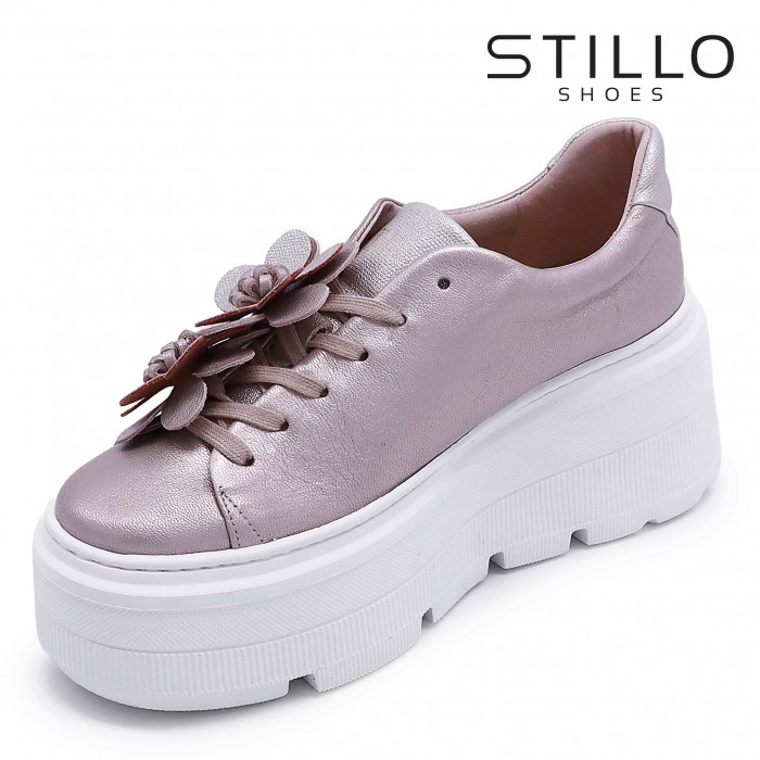 Sneakers aurii cu flori pe platformă – 47994 Sneakers aurii cu flori pe platformă – 47994