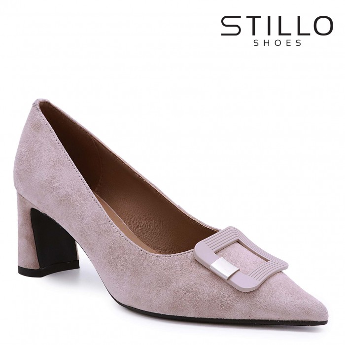 Pantofi dama  bej din piele întoarsă - 48070