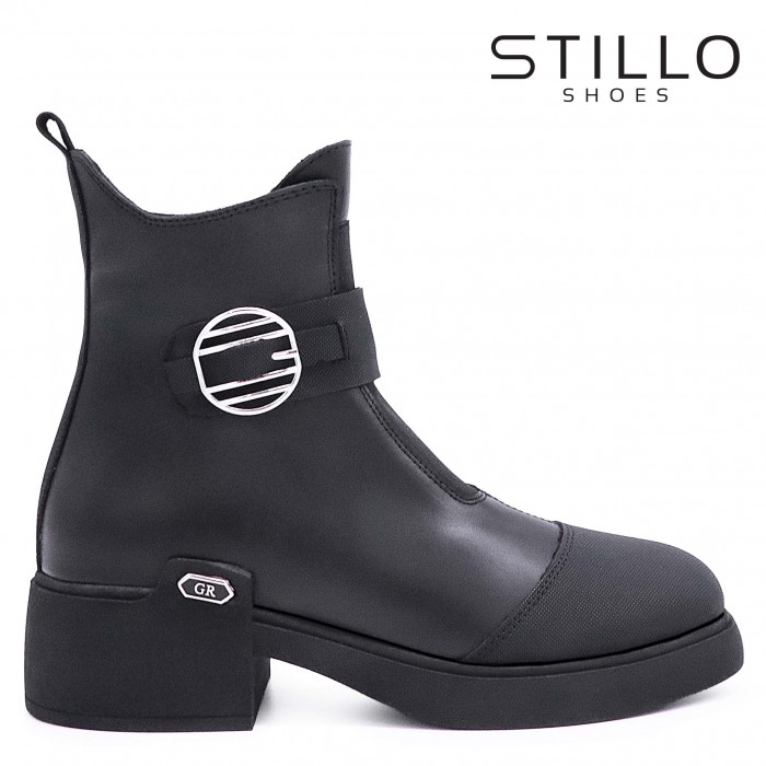 Ghete cu toc jos din piele naturală- 49087