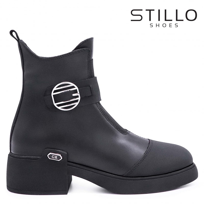 Ghete cu toc jos din piele naturală- 49087
