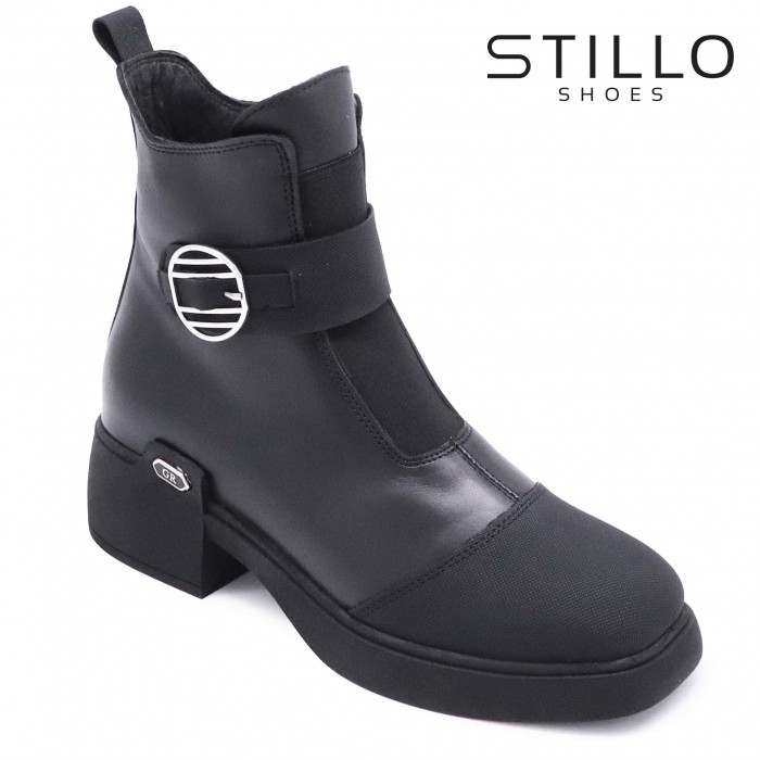 Ghete cu toc jos din piele naturală- 49087