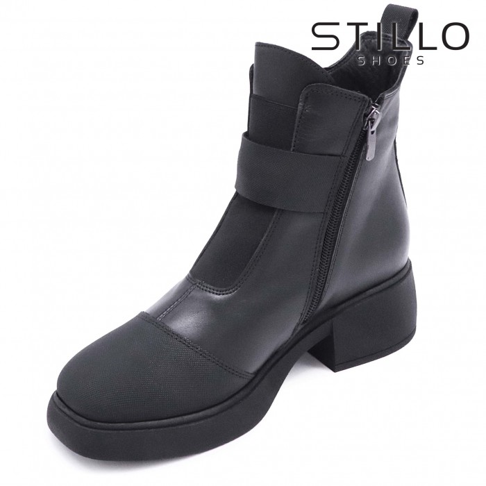 Ghete cu toc jos din piele naturală- 49087