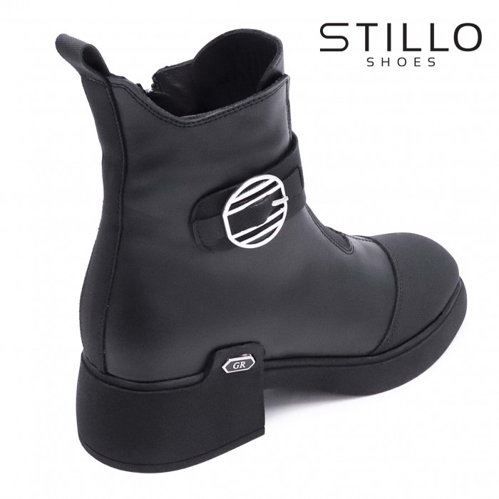 Ghete cu toc jos din piele naturală- 49087