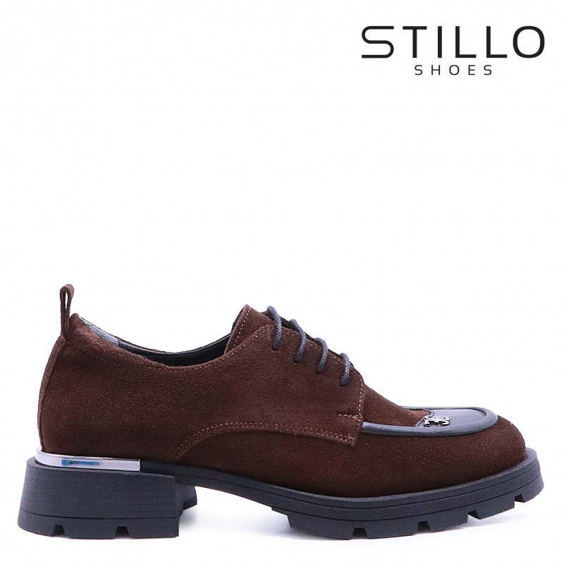 Pantofi cu șireturi maro grunge - 49099
