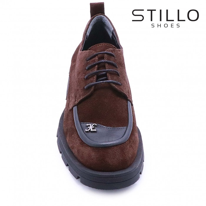 Pantofi cu șireturi maro grunge - 49099