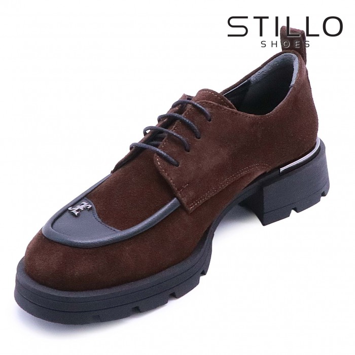 Pantofi cu șireturi maro grunge - 49099