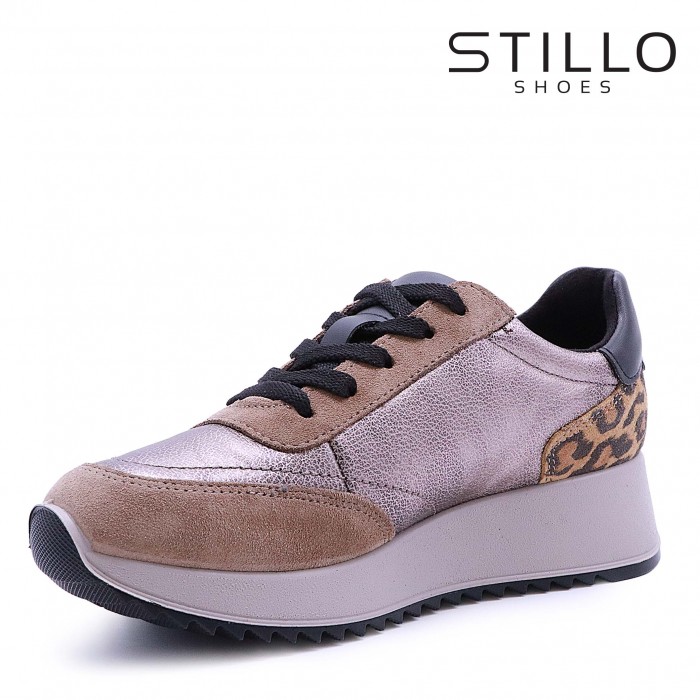 Sneakers de damă în culorile bronz și maro - 49196