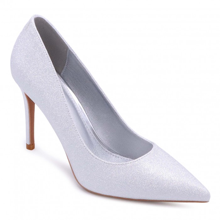 Pantofi cu toc înalt argintii pentru bal - 49381 Pantofi cu toc înalt argintii pentru bal - 49381