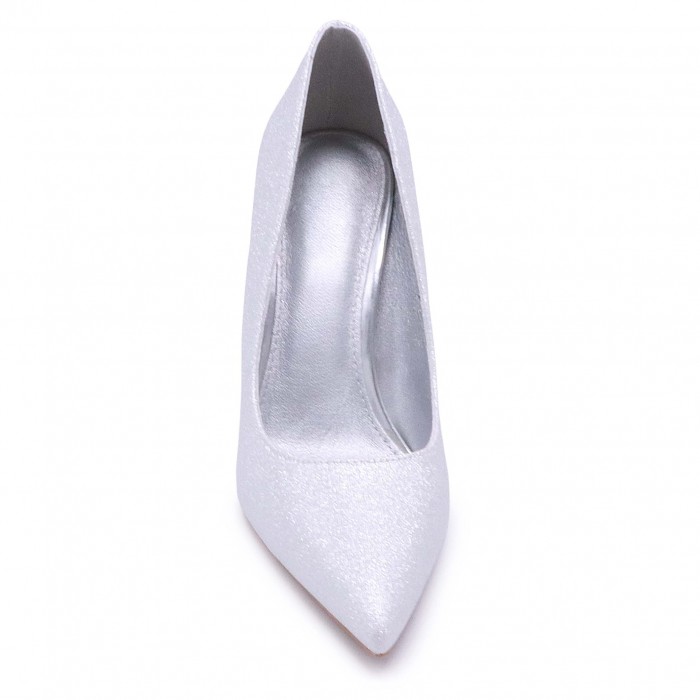 Pantofi cu toc înalt argintii pentru bal - 49381 Pantofi cu toc înalt argintii pentru bal - 49381