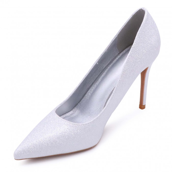 Pantofi cu toc înalt argintii pentru bal - 49381 Pantofi cu toc înalt argintii pentru bal - 49381