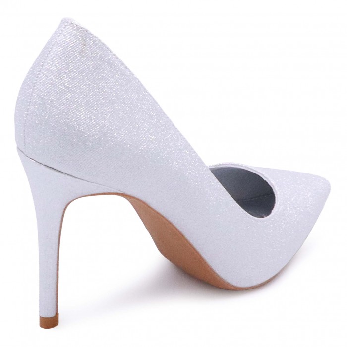 Pantofi cu toc înalt argintii pentru bal - 49381 Pantofi cu toc înalt argintii pentru bal - 49381