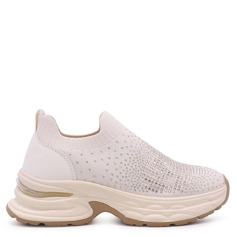 Teniși bej din material textil - 49541