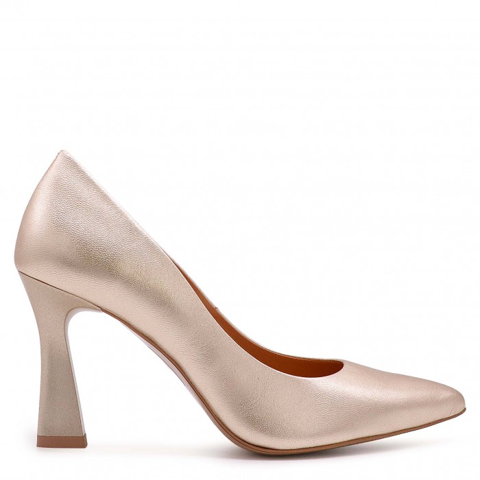 Pantofi eleganți cu toc înalt, aurii - 49802