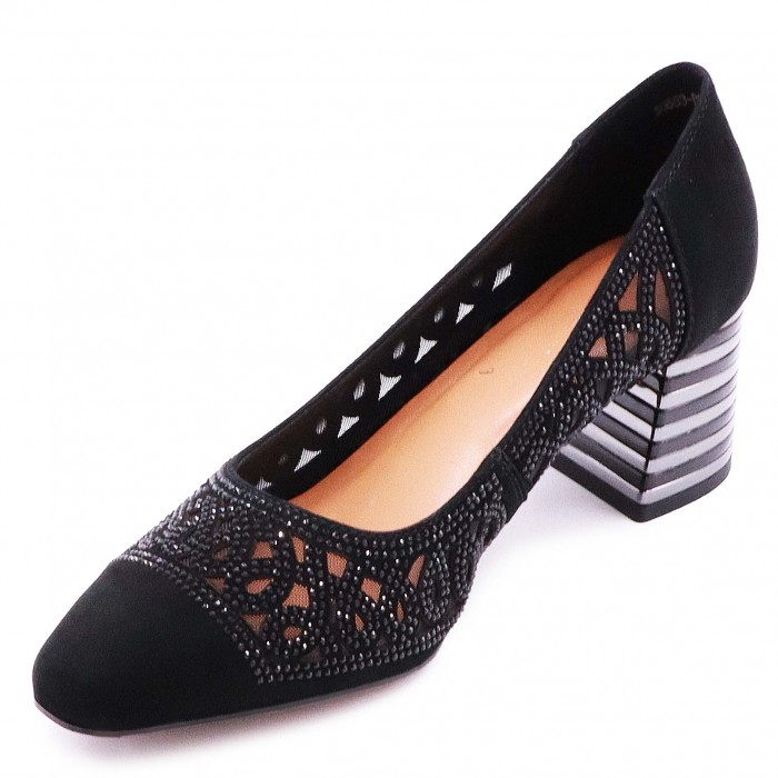 Pantofi de vară din piele întoarsă naturală și plasă cu pietricele – 49925