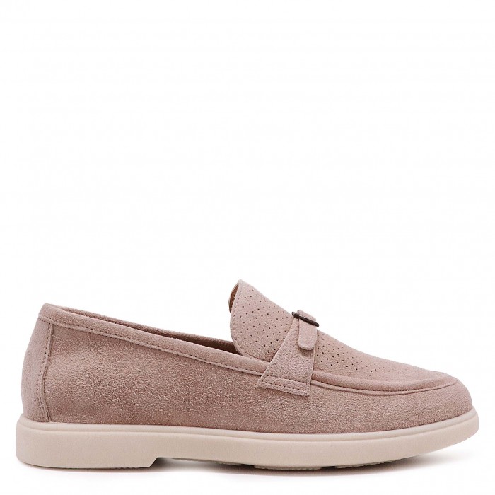 Mocasini bej din piele întoarsă – 50148
