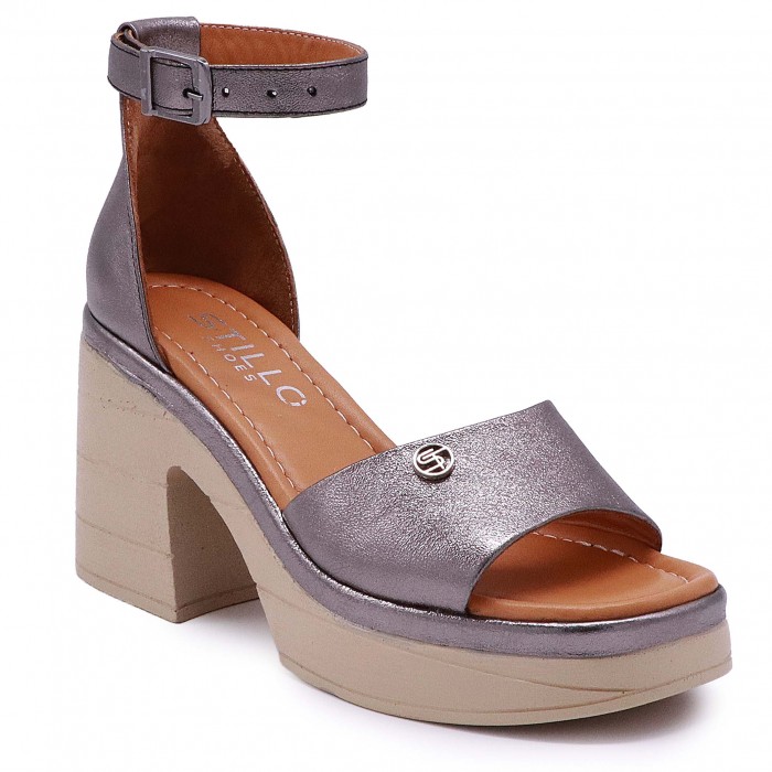 Sandale din bronz cu toc stabil - 50280