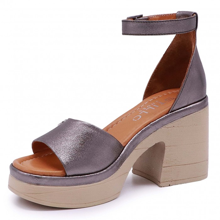 Sandale din bronz cu toc stabil - 50280