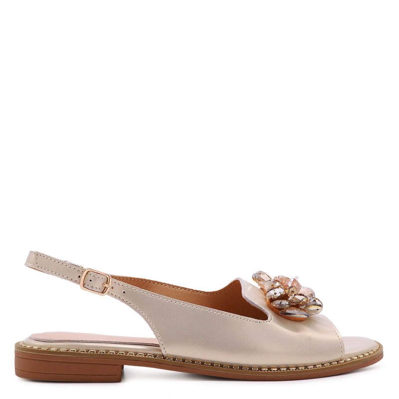 Sandale aurii pentru femei  decorate cu pietre - 50303