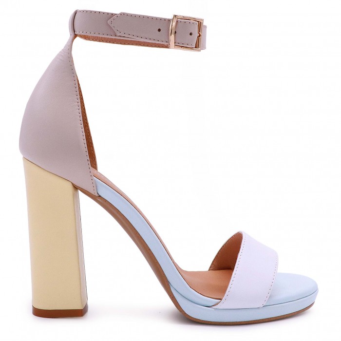 Sandale cu toc înalt multicolor- 50336