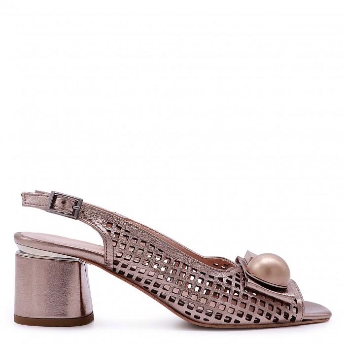 Sandale cu toc mediu culoare bronz - 50342