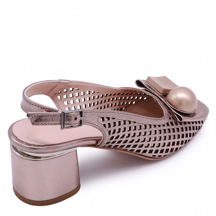 Sandale cu toc mediu culoare bronz - 50342 Sandale cu toc mediu culoare bronz - 50342