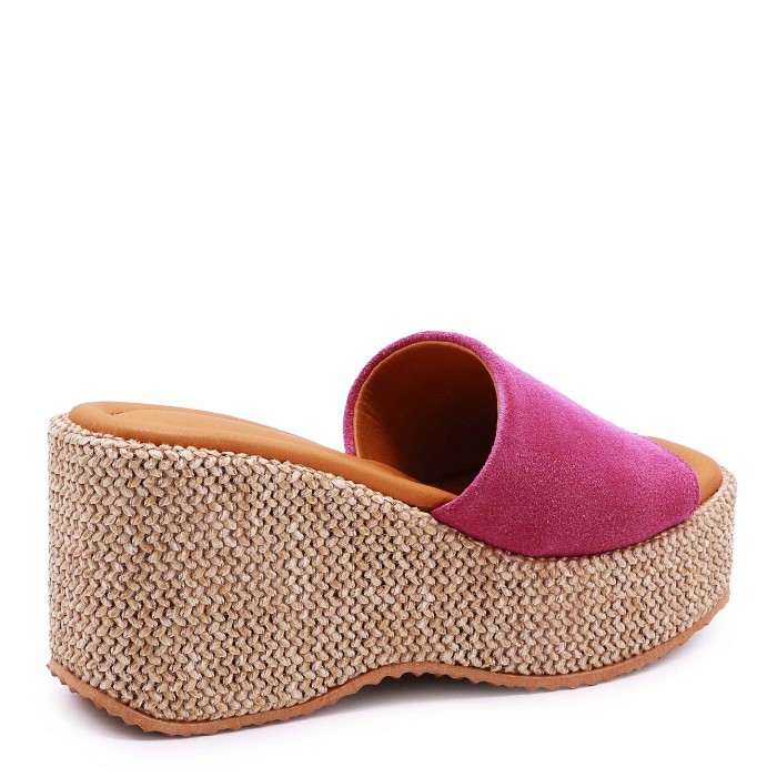 Papuci Cyclamen din piele întoarsă naturală pe platformă – 50399