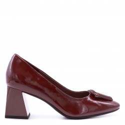 Pantofi cu toc mediu de culoare vișinie pentru femei– 50561