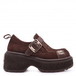 Pantofi grunge maro din piele întoarsă naturală– 50717
